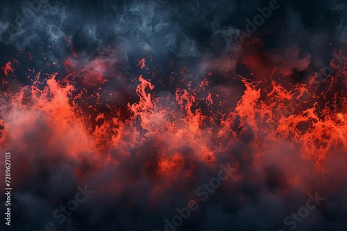 Explosive border featuring dark smoke and red lava Perfect for themes of power Intensity And dramatic natural phenomena