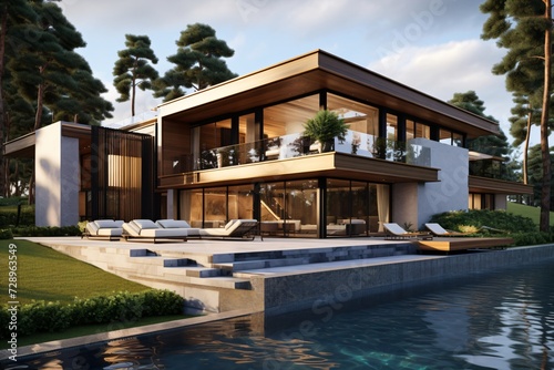 Wallpaper Mural Luxury villa with swimming pool Torontodigital.ca