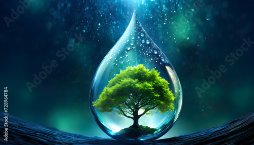 Nurtured Beauty Valuable Tree Growth in Water Droplet - Biotechnology Elixir © nattapong