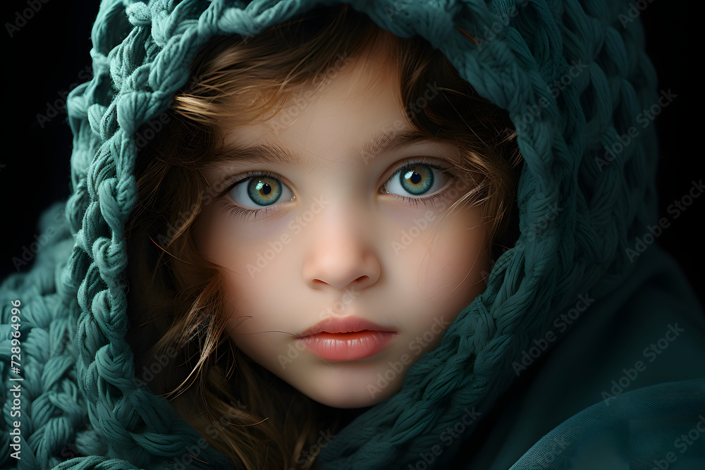 portrait of a little girl wrapped up in warm clothes. seasonal clothing portrait of a little girl wrapped up in warm clothes. seasonal clothing