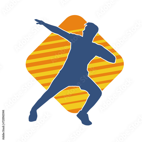 Silhouette of a male dancer in performing pose. Silhouette of a dancing man.