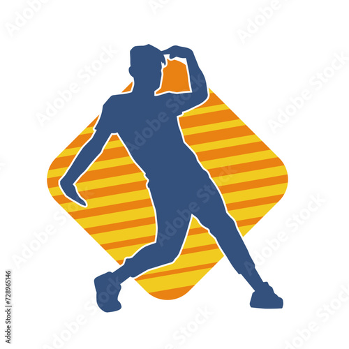 Silhouette of a male dancer in performing pose. Silhouette of a dancing man.