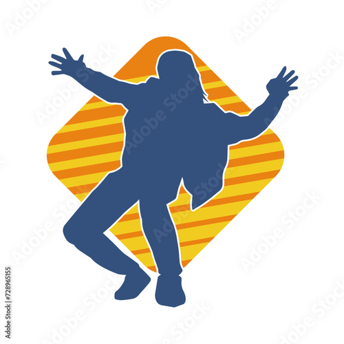 Silhouette of a male dancer in performing pose. Silhouette of a dancing man.