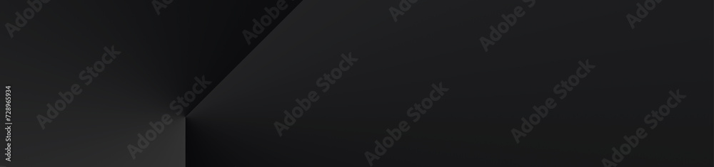 Abstract black horizontal banner background. Minimal copy space area. Suitable for advertising or marketing. Ready to use. 2nd variant.