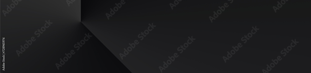 Abstract black horizontal banner background. Minimal copy space area. Suitable for advertising or marketing. Ready to use. 3rd variant.