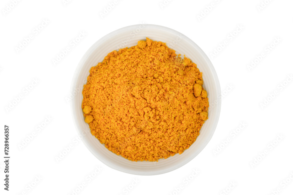 Turmeric powder on white background Turmeric powder on white background