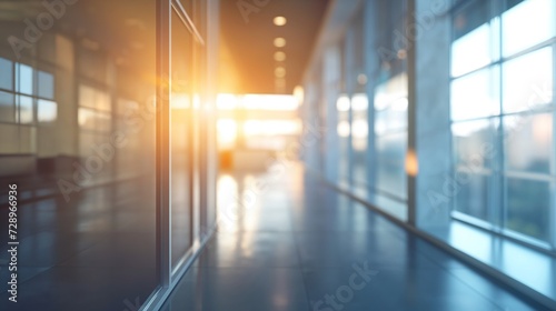 Golden Hour Glow in a Contemporary Office Hallway