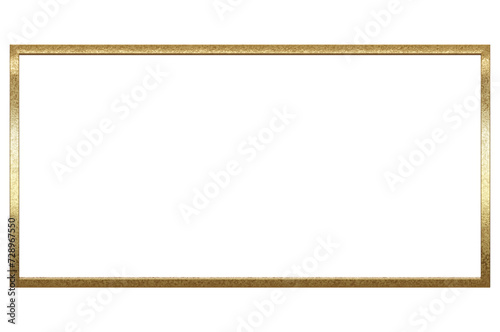 Square golden frame with shadow on transparent .