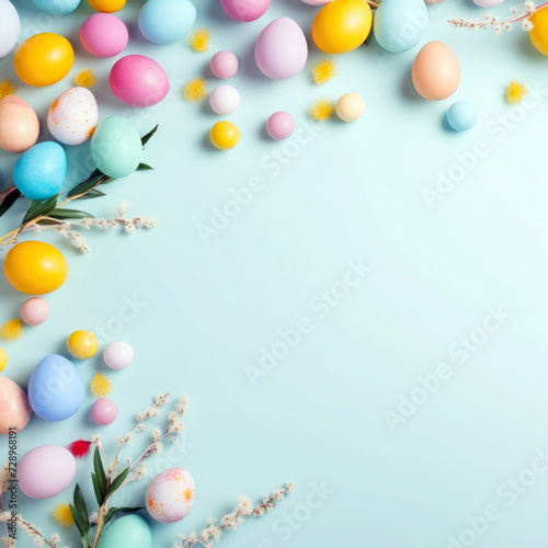 Easter Euphoria: Vibrant Background with Colorful Eggs