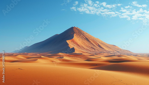 Majestic Sand Dunes Under Blue Sky in the Desert