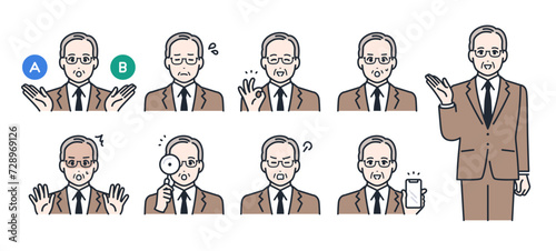 社長のシンプルなベクターアイコンイラストセット素材