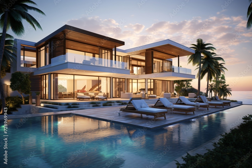 Fototapeta premium A beachfront villa or resort