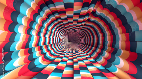 3D geometric, colorful, abstract. The optical illusion.