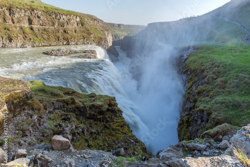 Massive Waterfall Going Into Canyon