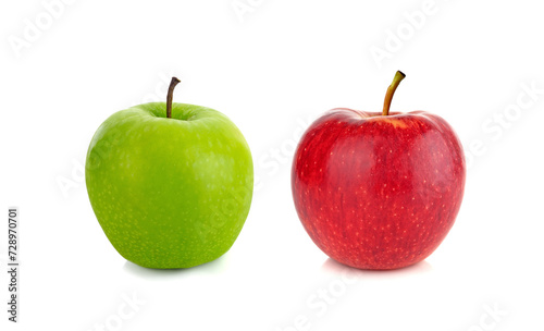 Colorful apples red and green fruits isolated on white background.