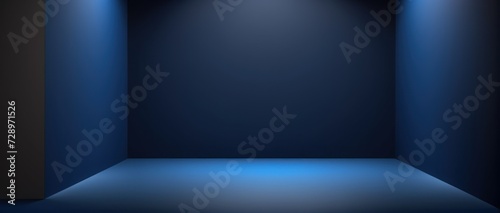 Blue wall background. Minimalist design. Realistic shadow