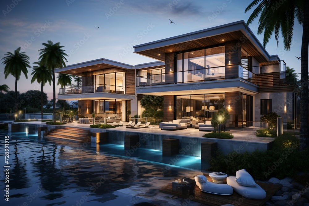A luxurious villa with a swimming pool A luxurious villa with a swimming pool