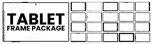 Blank screen tablet frame, Layout of a universal set of devices. UI, tablet mockup for UX for infographics or presentations.