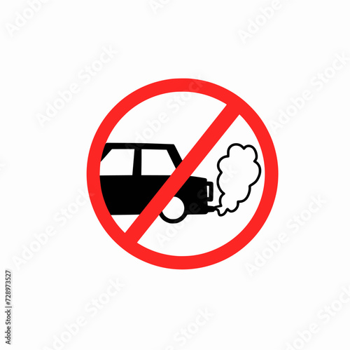 Image of a red circle with a diagonal line across it, symbolizing prohibition or no parking, iNo idling warning sign vector Illustration isolated on white background