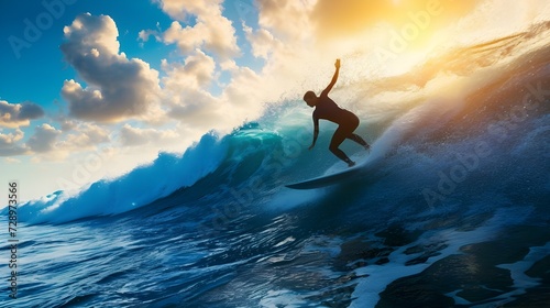 Man Surfs The Waves In The Surf Paradise Of Bali, Indonesia © Serene