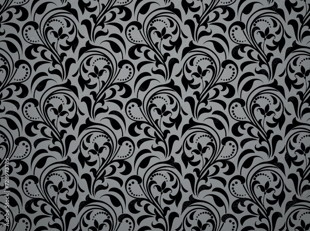 Flower pattern. Seamless black and gray ornament. Graphic vector background. Ornament for fabric, wallpaper, packaging Flower pattern. Seamless black and gray ornament. Graphic vector background. Ornament for fabric, wallpaper, packaging