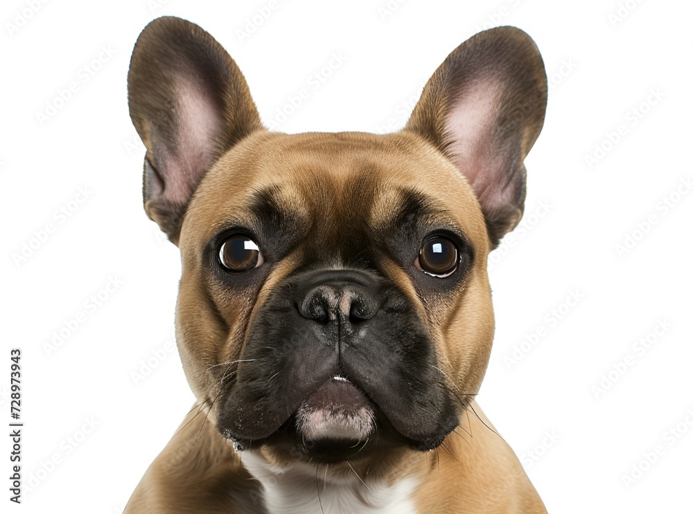 Close-up of French Bulldog, isolated on white. French bulldog puppy