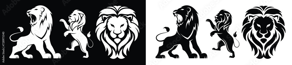 black and white Lion silhouettes