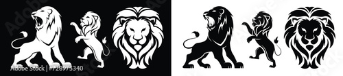 black and white Lion silhouettes