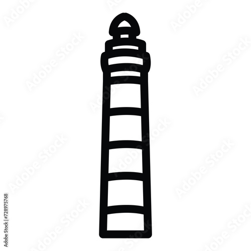 Vector cartoon flat lighthouses. Searchlight towers for maritime navigational guidance