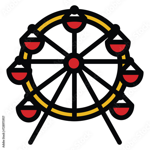 Vector illustration. Ferris wheel. Carnival. Funfair background.