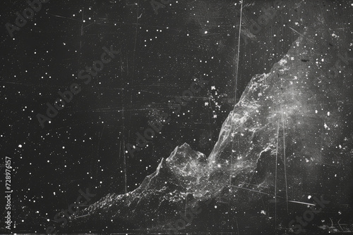 stary and the dark,dark space, black and white aged photos cascading vintage aesthetic, Dust and scratches, abstract art, gallery prints, grunge , artistic concept, wall displays, retro design.