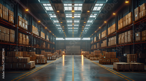 Warehouse - meticulous symmetry - low angle shot - shipping and receiving - logistics - port - in land port - warehousing