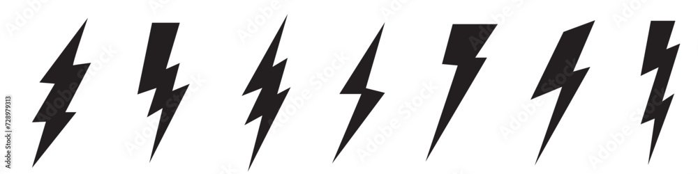 Electric power icon. Thunder bolt lightning icons set on white background, eps10 Electric power icon. Thunder bolt lightning icons set on white background, eps10