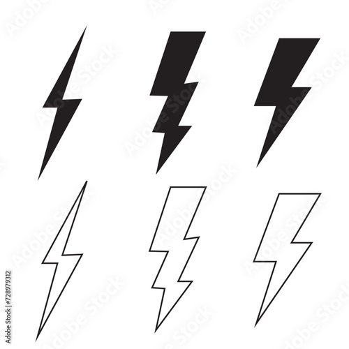 flash lightning bolt icon. Electric power symbol. Power energy sign, vector illustration. Power fast speed logotype. eps10