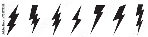 Electric power icon. Thunder bolt lightning icons set on white background, eps10 photo
