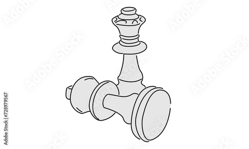 line art color of chess game concept vector illustration