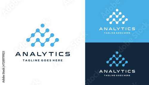 Modern Initial Letter A with Dots Analytical Digital Wire Lines For Business Brand Inspiration Logo Design