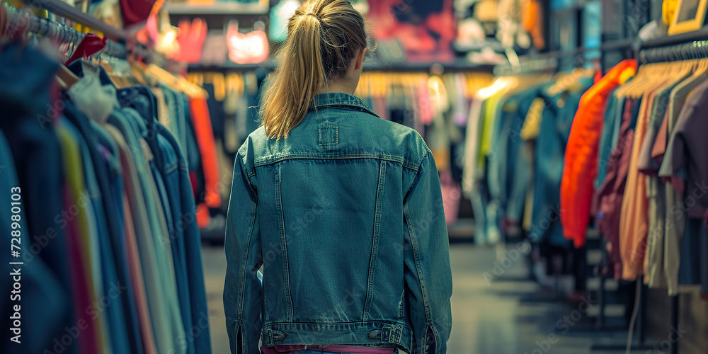 custom made wallpaper toronto digitalWoman shopping denim pants in clothing store