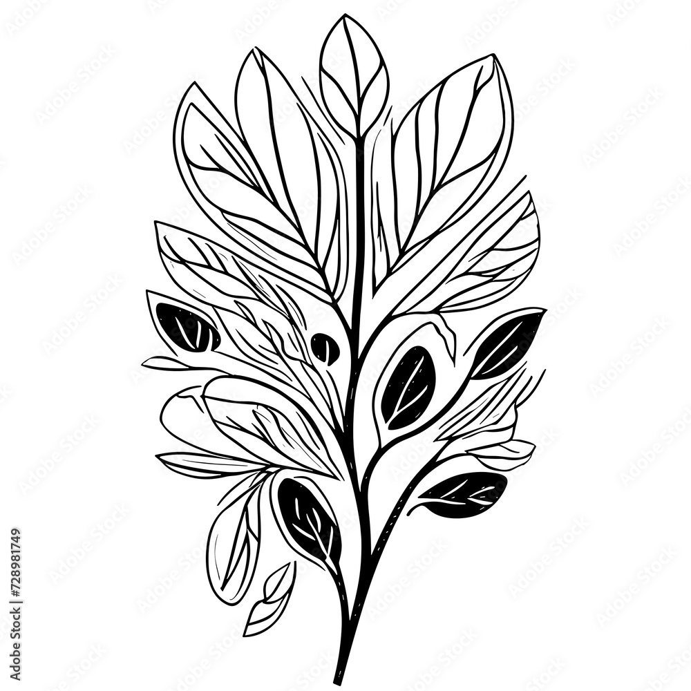 Botanic lineart with transparent background