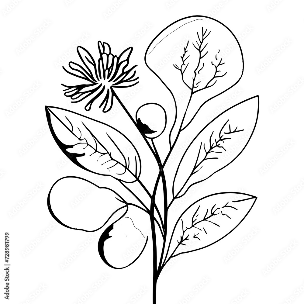 Botanic lineart with transparent background