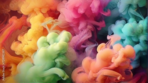 Abstract clouds of color smoke colorful texture background. Colored fluid powder explosion, dust, vape smoke liquid abstract wallpaper backdrop