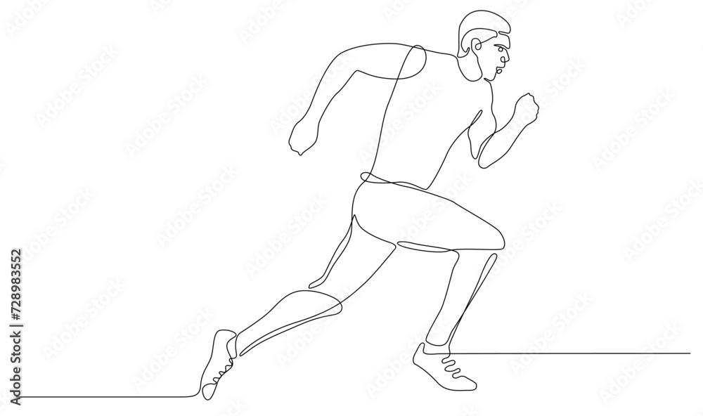 one continuous line art of people running in outline. man olympic run. editable line and stroke weight.