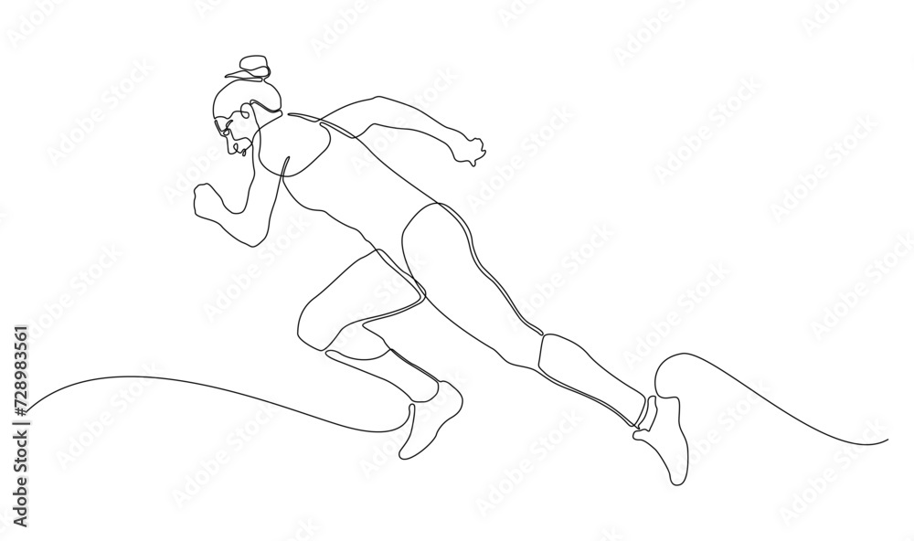 one continuous line art of people running in outline. woman olympic run. editable line and stroke weight. one continuous line art of people running in outline. woman olympic run. editable line and stroke weight.