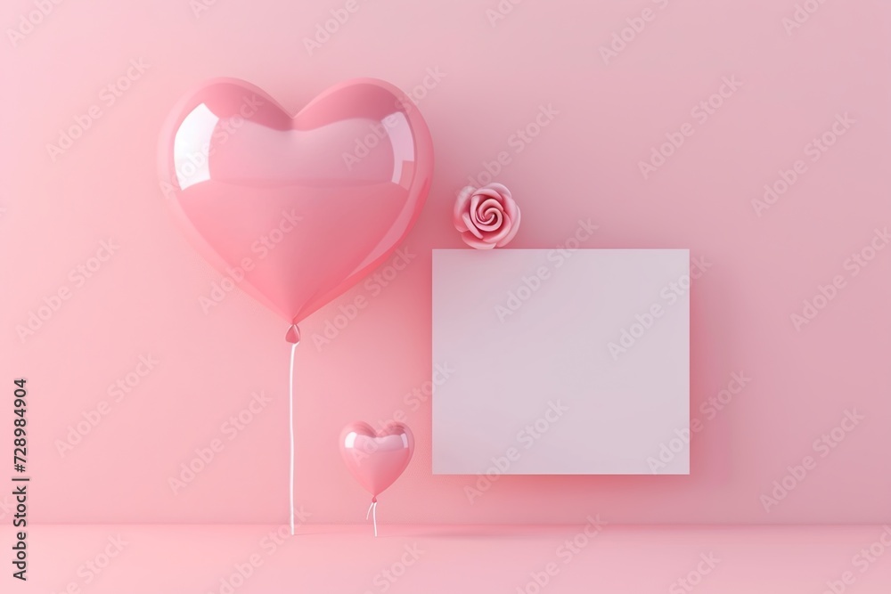Romantic Heart-Shaped Balloons for Valentine's Day Celebration and Love-themed Design with paper for text.