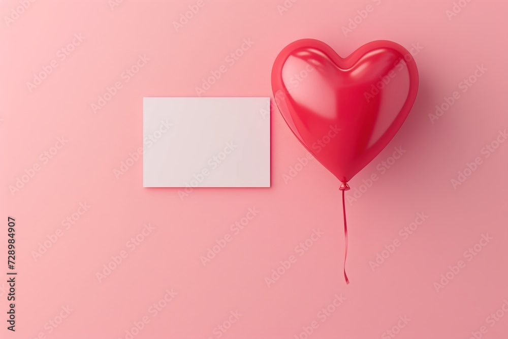Romantic Heart-Shaped Balloons for Valentine's Day Celebration and Love-themed Design with paper for text.
