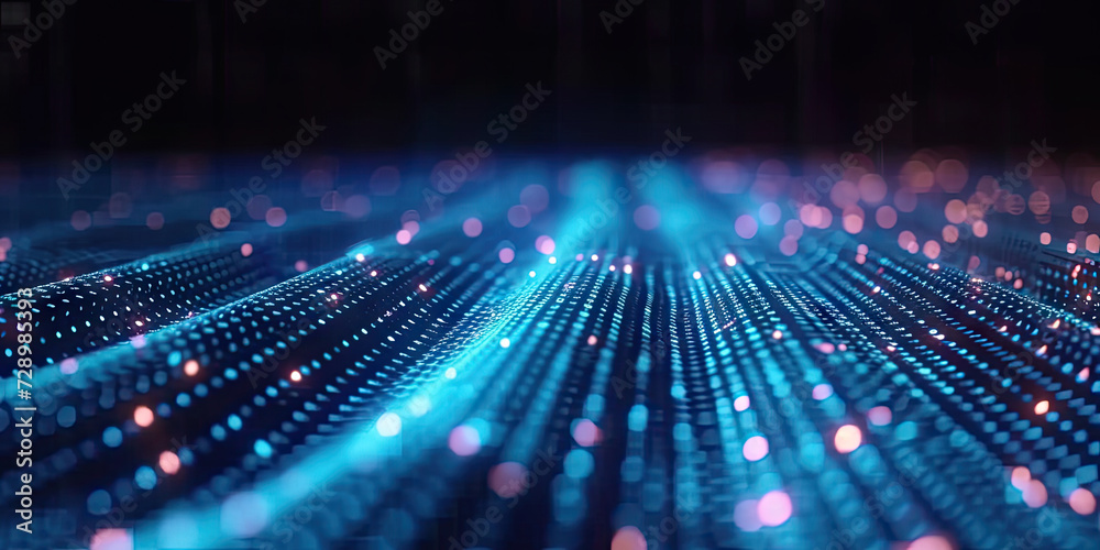 3d abstract dots representing digital binary data. Concept for big data, deep machine learning, artificial intelligence, business technology background. virtualization, futuristic,	 - obrazy, fototapety, plakaty 