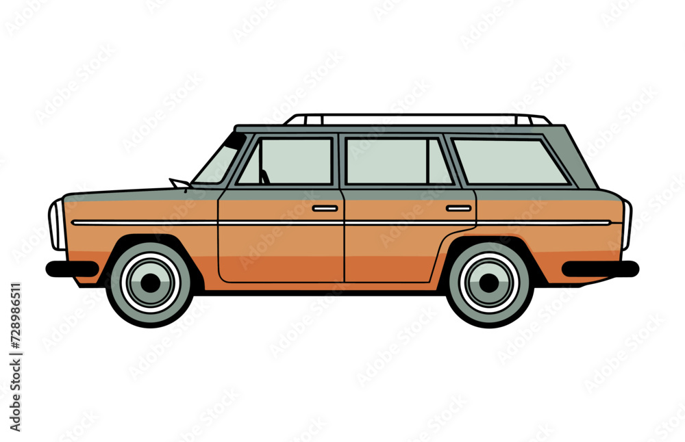 Fiat Station Wagon Car Vector illustration outline isolated on a white background