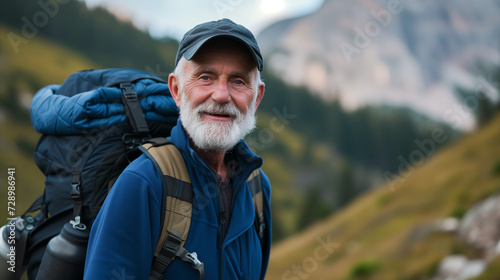 Older Senior Man Enjoying Epic Outdoor Hike in the Moutains © Rajko