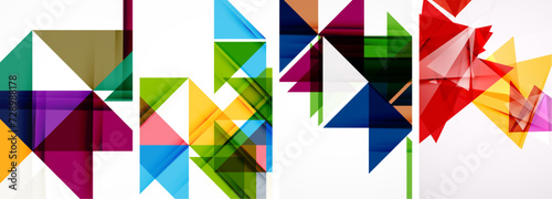 Triangle poster geometric background set