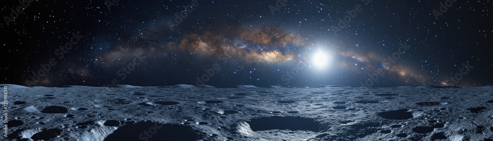 Fototapeta premium This stunning stock photo captures the moon's surface at night.
